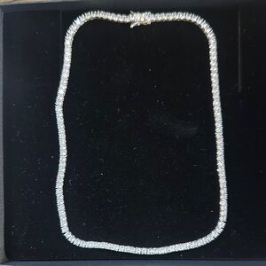 Elegant Silver Tennis Necklace 16’’